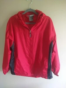 Kenpo Men's Full Zip Windbreaker Hooded Jacket Red Black Size Large Pockets - Picture 1 of 9