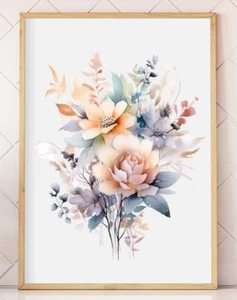 Floral Wall Art Print, Pastel Floral Wall Art Decor, Botanical Wall Art Print - Picture 1 of 2