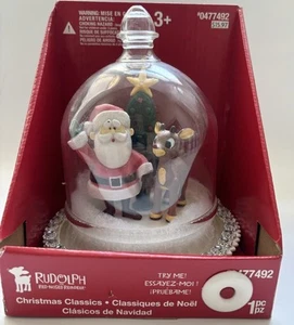 Gemmy 2013 Santa & Rudolph Red  Light Up Musical Christmas Dome Plays 9 Songs - Picture 1 of 7