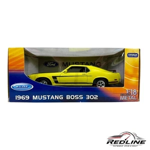 🐎🐎🐎WELLY 1969 MUSTANG BOSS 302 YELLOW SCALE 1:18 DIE CAST GS🐎🐎🐎 - Picture 1 of 7