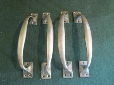 2 Pairs Reclaimed Bronze Brass Antique Vintage Door Pull Push Handles - 9" Long - Image 1 of 4