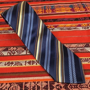 Ermenegildo Zegna Krawatte 100 % Seide dunkelblau lila hellbraun Repp Streifen diagonal - Bild 1 von 13