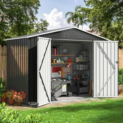 AIRWIRE 9x4 ft Metal Storage Shed, Large Outdoor Shed, Garden Tool Sheds for Garden