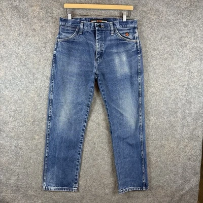 Wrangler FR Jeans Mens 32x30 Blue 13MWZ Flame Resistant Workwear Distressed HRC2 - Image 1 of 4