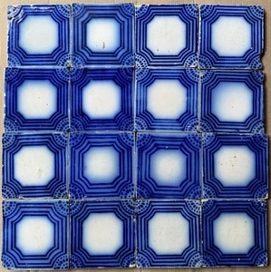 FRANCIA AZULEJOS ANTIGUOS - PAS DE CALAIS - DESVRES - 16 - JUEGO AZULEJOS c1870 - Imagen 1 de 3