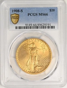 1908-S ST. GAUDENS $20 PCGS MS 66+ - Picture 1 of 4