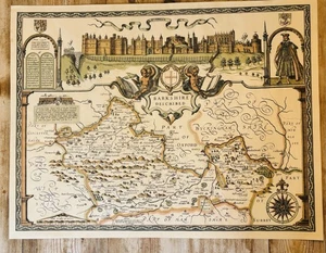 Large Old Map Barkshire , Berkshire England John Speed 53 X 41cm Reproduction - Picture 1 of 17