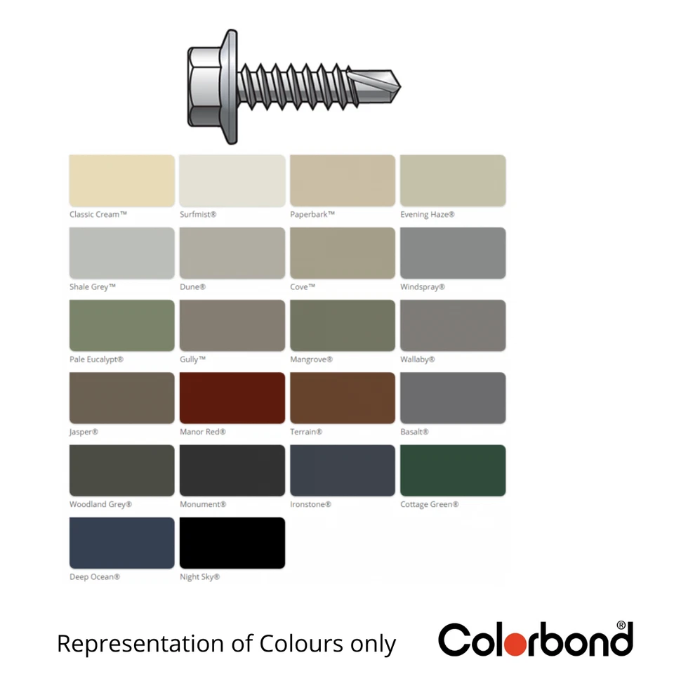 10g-16x16mm Hex Metal Fencing & Cladding Tek Screw - Colorbond Painted - image 1 of 1