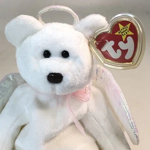Ty Beanie Babies Halo The Bear Plush White iridescent Angel Teddy Bear 1998 - Picture 1 of 12