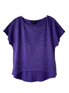 B-Wear Top Damen Größe M Lila Gold Metallic Tiger Zebra Streifen LSU Hi Low - Bild 1 von 13