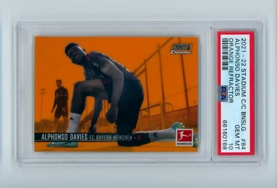 2022 Alphonso Davies Topps Stadium Club Chrome Orange Refractor 10/25 PSA 10 GEM - Image 1 of 3