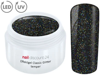 UV LED GEL GLITTER TEMPER Glitzer Farbgel Effekt Color NailArt Modellage Schwarz - Bild 1 von 3