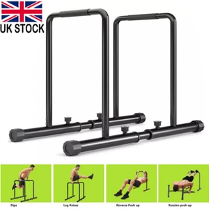Dip Station Heavy Duty Dip Bar Stand Fitness Workout Adjustable Parallel Bars - Picture 1 of 10