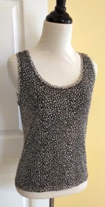 LYNN RITCHIE Brown/White Animal Print Fitted Silk Mesh Tank Top (PS) - Picture 1 of 4