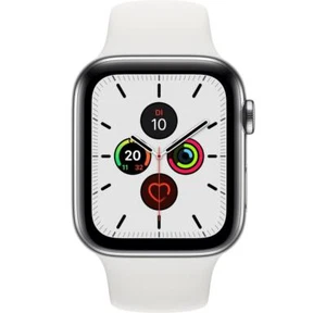 Apple Watch Series 5 40mm (Cellular) Silver Stainless Steel White Band-Excellent - Zdjęcie 1 z 3