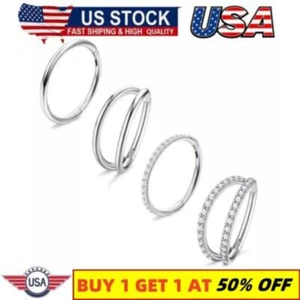 18G Nose Rings Hoops, Surgical Steel Earrings Tragus Septum Piercing CZ Clicker - Picture 1 of 7