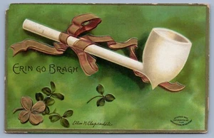 Postcard  ELLEN CHAPSADDLE "Erin Go Bragh" (Ireland forever.) 1909 4 Leaf Clover - Picture 1 of 2