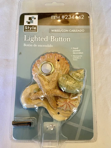 Style Selections Wired Lighted Door Bell Button Beach Saltlife Sea Shells Cover