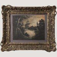 Antique 19th C. Gouache Moonlit Riverscape (from Joseph Jefferson Collection)