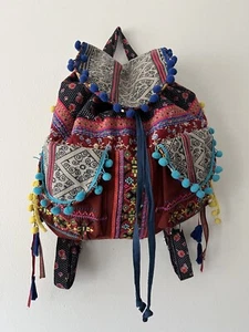 Ecote Urban Outfitters Rucksack mehrfarbig Hobo Hippie Baumwolle Polyester Bommel - Bild 1 von 7