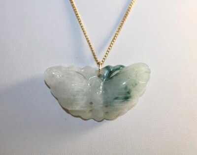 Jade Have Carved Butterfly Pendant Jewelry Lot - Image 1 of 4
