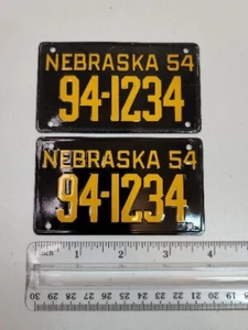 Vintage Collectible Pair of 1954 Nebraska Mini License Plates 94-1234 Bicycle - Picture 1 of 7