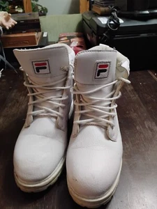 Men's Fila Edgewater 6 Inches White Lug Sole Boots Grunge Y2K Hiking Size 10 1/2 - Picture 1 of 9