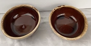 Set 2 Vintage Brown Drip Glaze Bowls 5” Diameter, Dip, condiment, dessert U.S.A. - Picture 1 of 5