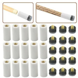 10 Pairs Set Billiard Screw-on Tips with Pool Cue Stick Ferrules Soft Tips Kit - Picture 1 of 13