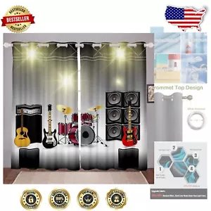 Thermal Insulated Musical Curtains for Bedroom & Living Room - 38x45 Inch Set - Picture 1 of 6