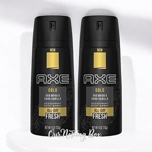 2 Axe Gold Oud Wood & Dark Vanilla Deodorant Body Spray 4.oz Each - Picture 1 of 2