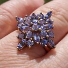 10K Vintage Solid Yellow Gold Cocktail Cluster Ltanzanite Women's Ring-Size  6.5