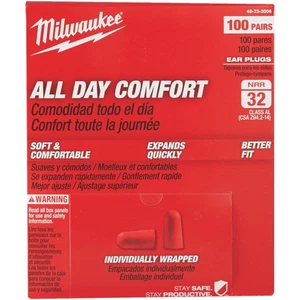 100 pares de tapones para los oídos Milwaukee 48-73-3006 - Imagen 1 de 3