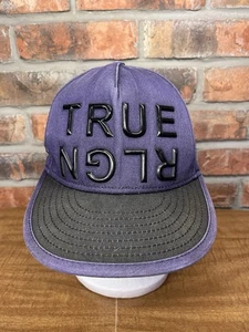 Cappello True Religion RLGN capovolto blu navy nero pelle cinturino fibbia - Foto 1 di 6