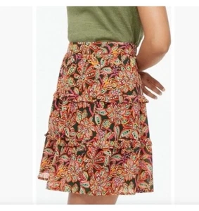 NWT J. Crew Mini Skirt Small Tiered Ruffled Casual Boho Paisley Floral Autumn - Picture 1 of 10