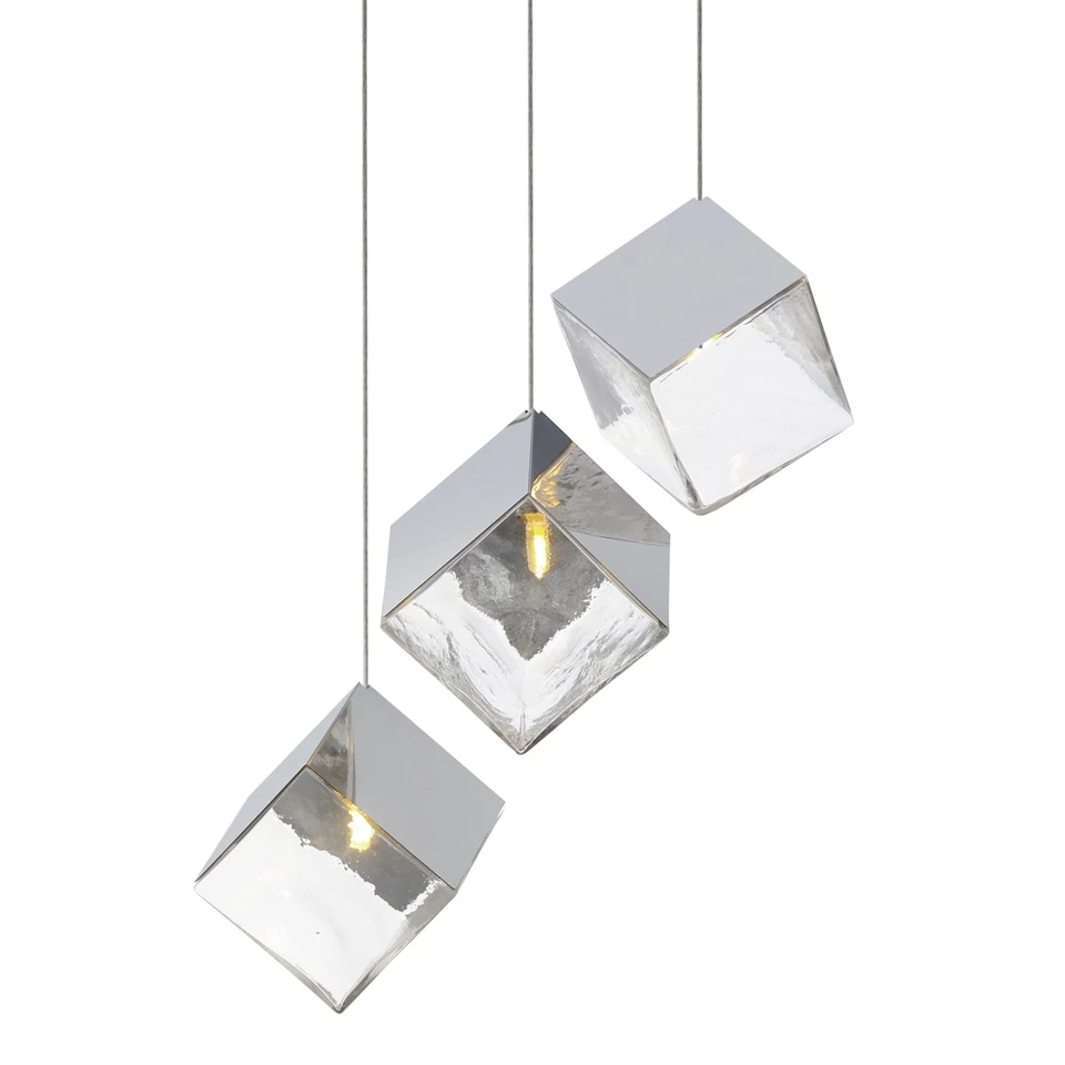 ET2 E24683 Cubo de Hielo 3 Luces 19"W LED Multi Luz Colgante - Cromo Foto 1 de 4