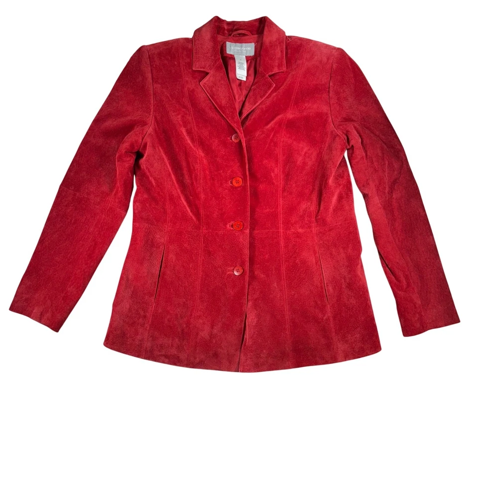 Chaqueta Blazer Para Mujer Colección Liz Claiborne Roja Gamuza Cuero Talla M De Colección Foto 1 de 4
