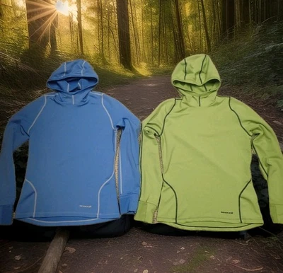 LOTE DE 2 CAMISAS COM CAPUZ SUGOI SPEEDSTER JERSEYS femininas tamanho pequeno azul e verde  - Imagem 1 de 4