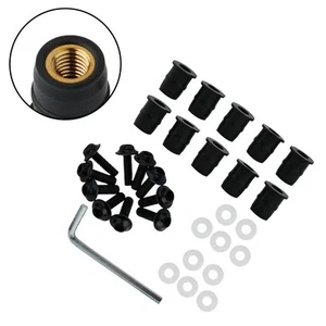 10pc M5 Motorcycle Windscreen Windshield Fairing Screen-Nut Bolt Screw Strength - Picture 1 of 12