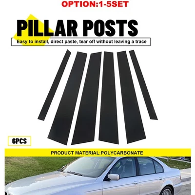For 1997-2003 BMW 540i 528i 525i Black B Pillar Posts Door Window Trim Cover Kit - Image 1 of 4