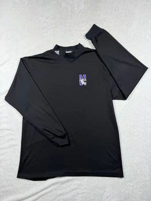Vintage ADIDAS Northwestern Wildcats Long Sleeve Mock Neck Black L USA - Image 1 of 4