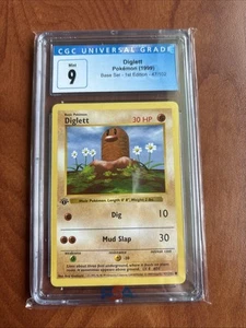 Diglett - 47/102 - CGC 9 Mint - Pokemon - 1st Edition Shadowless Base Set - WOTC - Picture 1 of 2