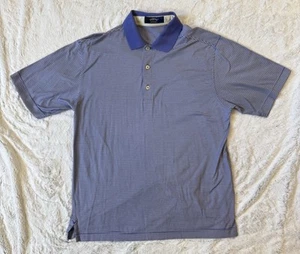 Callaway Polo Shirt Mens Large Purple White Striped Golf Performance Fine Cotton - Picture 1 of 6