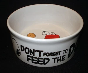 Plato de cerámica para mascotas Peanuts Charlie Brown Snoopy Don’t Forget to Feed the Dog - Imagen 1 de 5