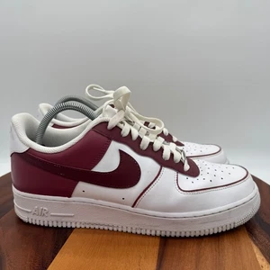 Nike Air Force 1 '07 Low Shoes Mens 11 White Maroon Athletic Lifestyle Sneakers - Picture 1 of 10