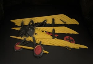 Vintage Sexton USA 1975 Cast Iron Bi Plane Wall Hanging Decor Yellow 11.5 x8 - Picture 1 of 13