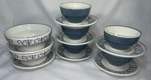 Jackson China Paul McCobb Blue Vendome Fleur De Lis Bowls~Plates Mid Century Mod - Picture 1 of 12