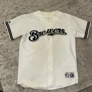 Prince Fielder Milwaukee Brewers Majestic MLB baseball jersey sz M - Picture 1 of 14
