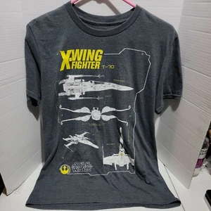 T-shirt uomo Star Wars T-70 X-Wing Fighter diagramma antracite erica - Foto 1 di 3