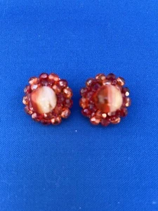 Vintage Coppola e Toppo Orange Bead Gripoix Poured Glass Earrings - Picture 1 of 9